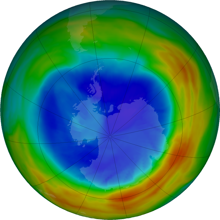 Antarctic ozone map for 06 September 2017